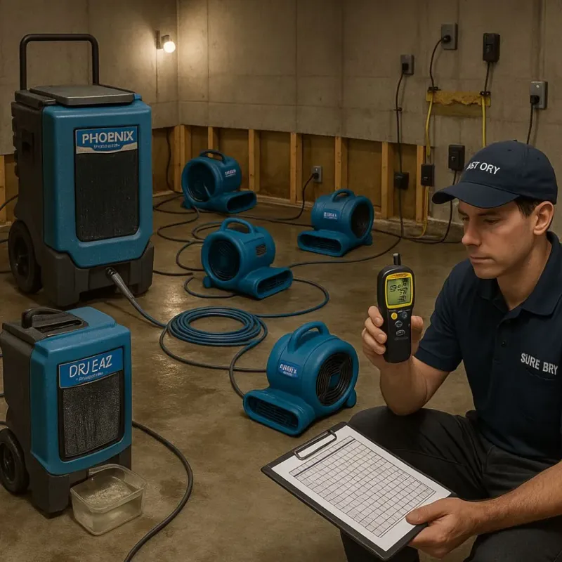 Structural Drying and Dehumidification process in Sterling, MA
